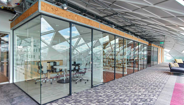 An office space with modular office partition walls