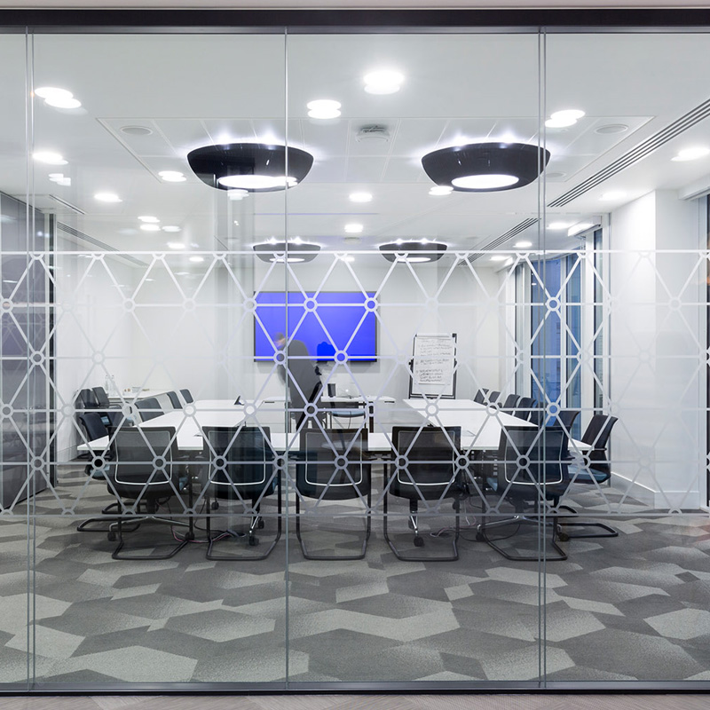 Glass Wall Conference Room with a Seamless Frame Style and Sliding Door