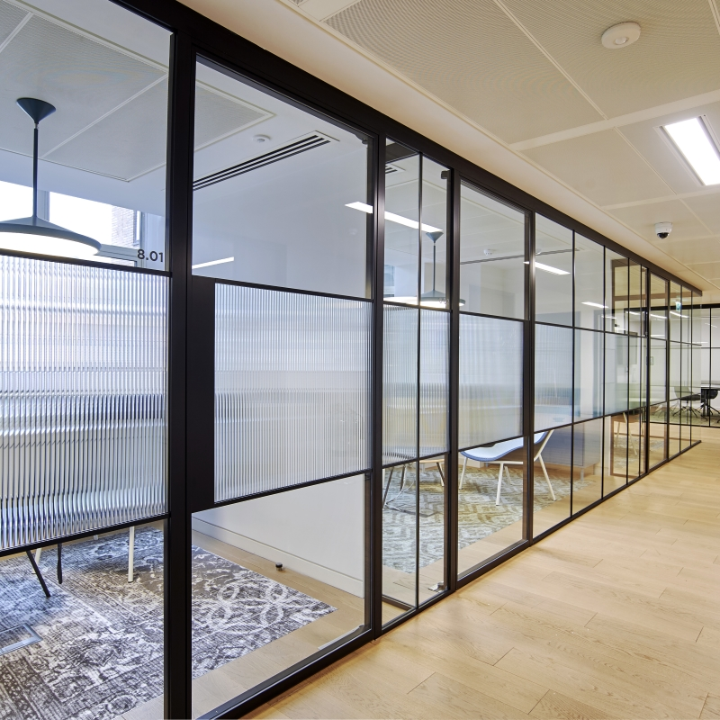 an image of ribbed glass wall panels adding privacy