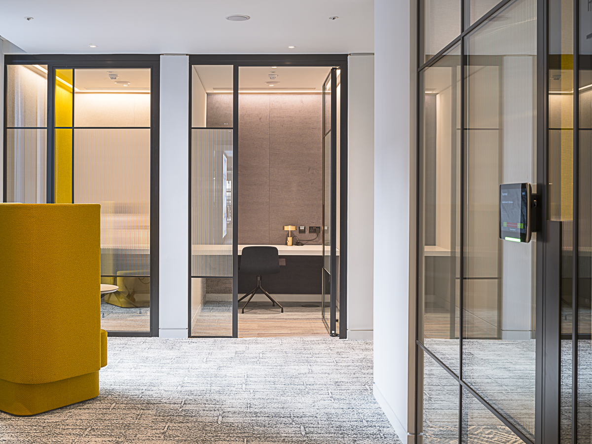 a functional and stylish office space with modern glass door designs